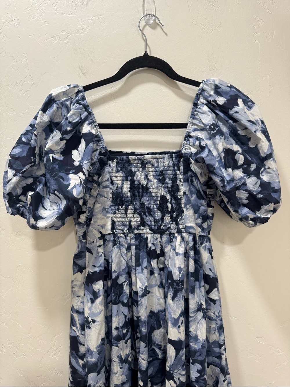 NWT Abercrombie & Fitch Emerson Midi Dress Puff Sleeve Blue Floral XS Petite - Picture 8 of 16
